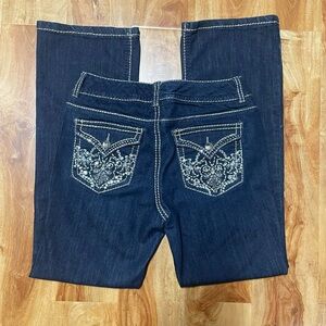 Y2K jeans with embroidery and rhinestones design